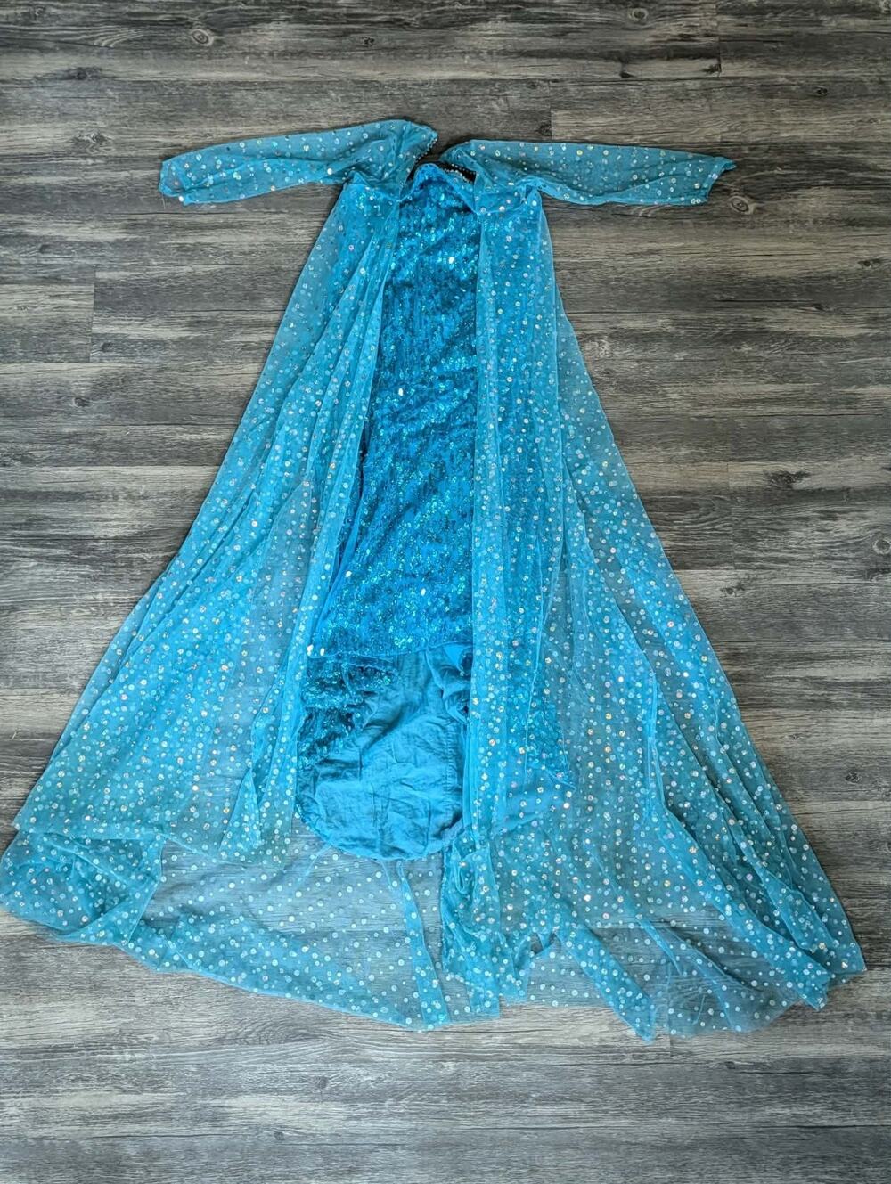 Frozen Princess Elsa Dress Halloween Costume Size 120 US 6-8 Rhinestones Sequins